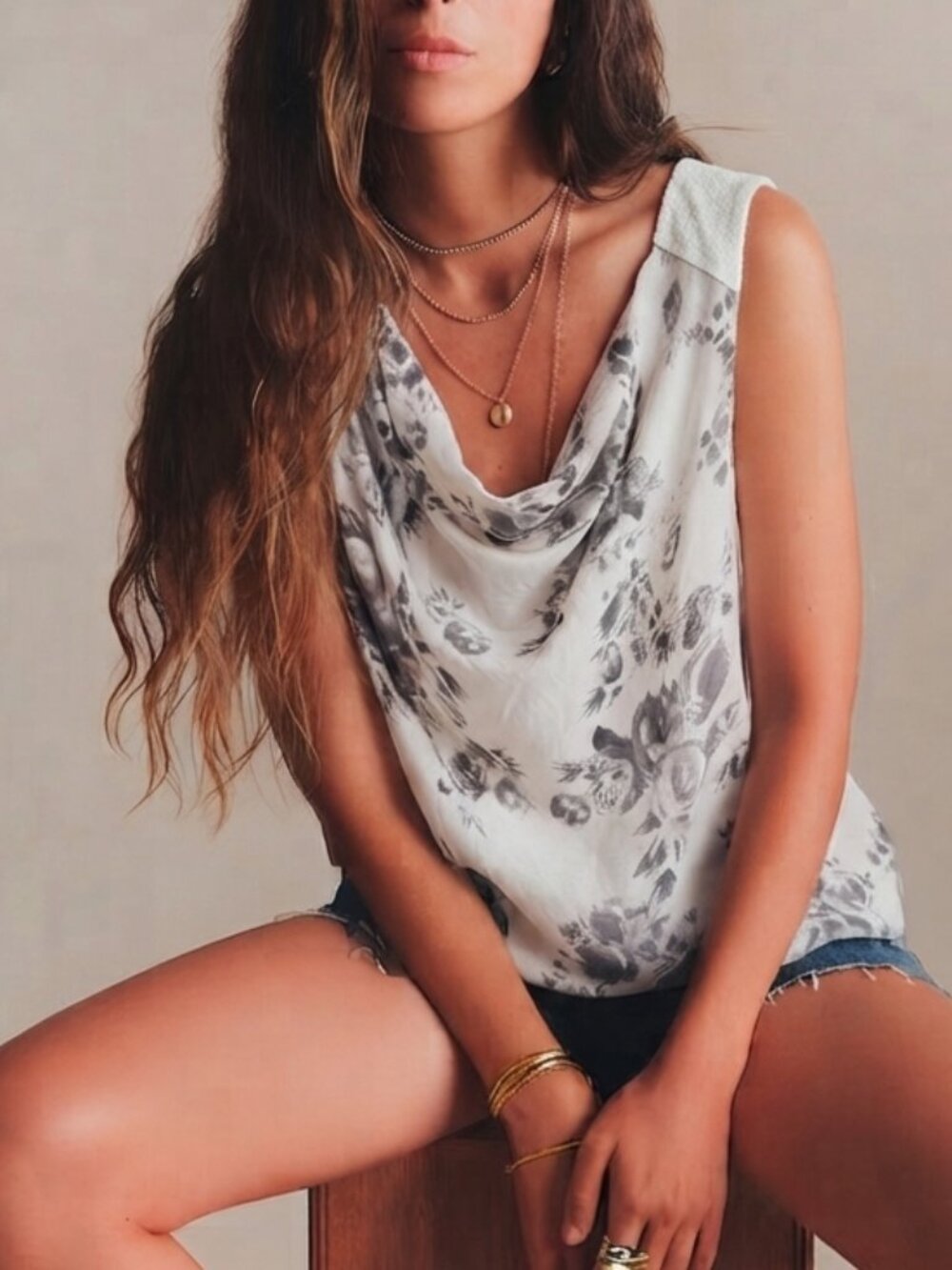 Guisy Silk and Sequin Sleeveless Blouse